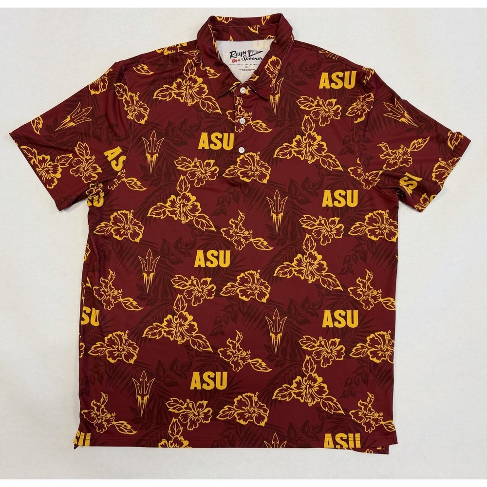 Reyn spooner Arizona State ASU Sun Devils Hawaiian Performance Polo Shirt Men XL
